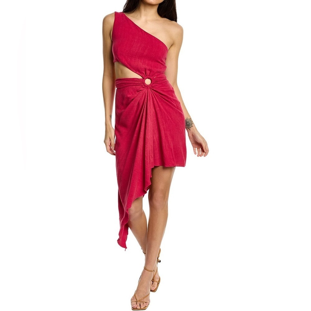 JUST BEE QUEEN COREY LINEN BLEND MINI DRESS in RASPBERRY